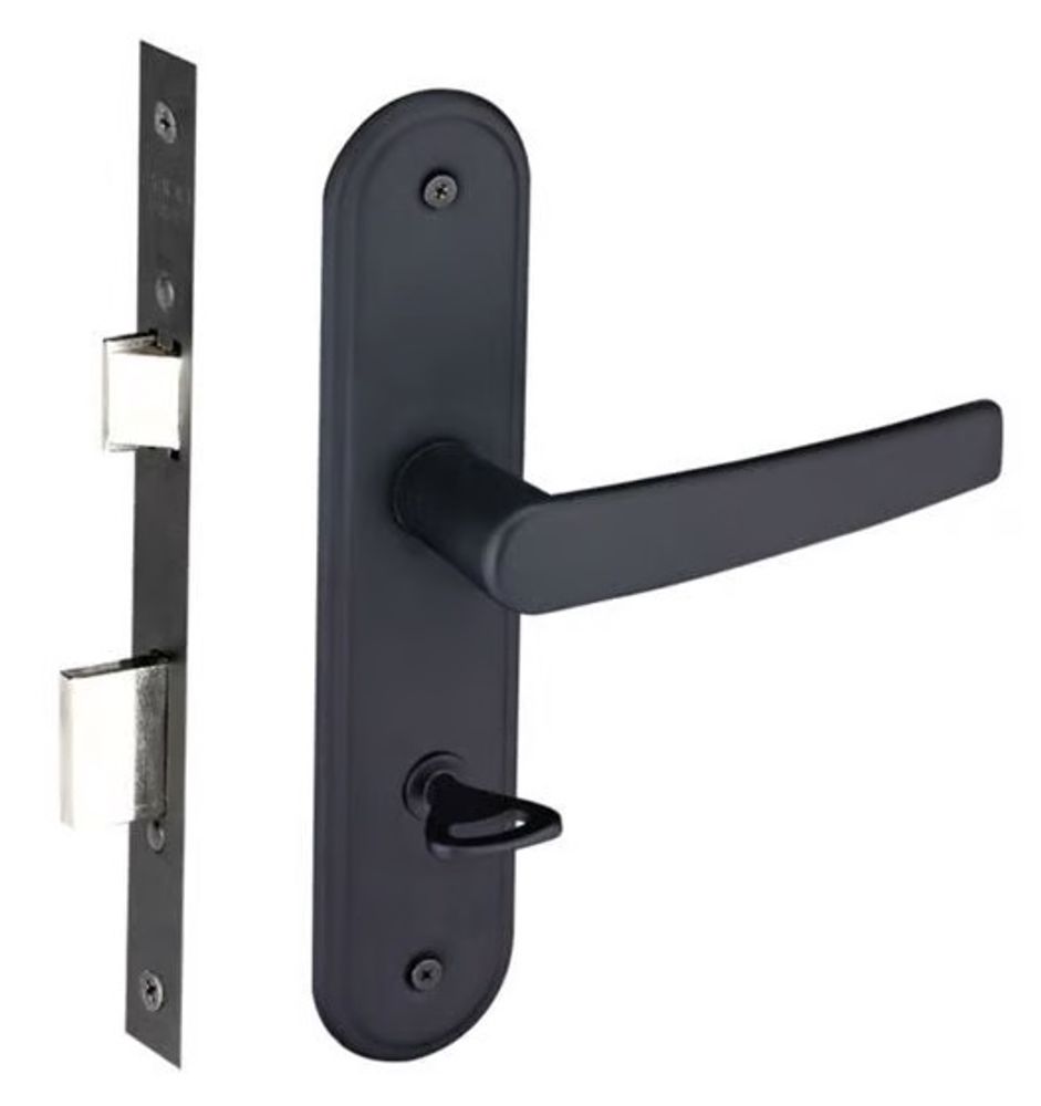 Fechadura Porta de Banheiro Zm Concept 40mm Espelho Inox 401B Preta