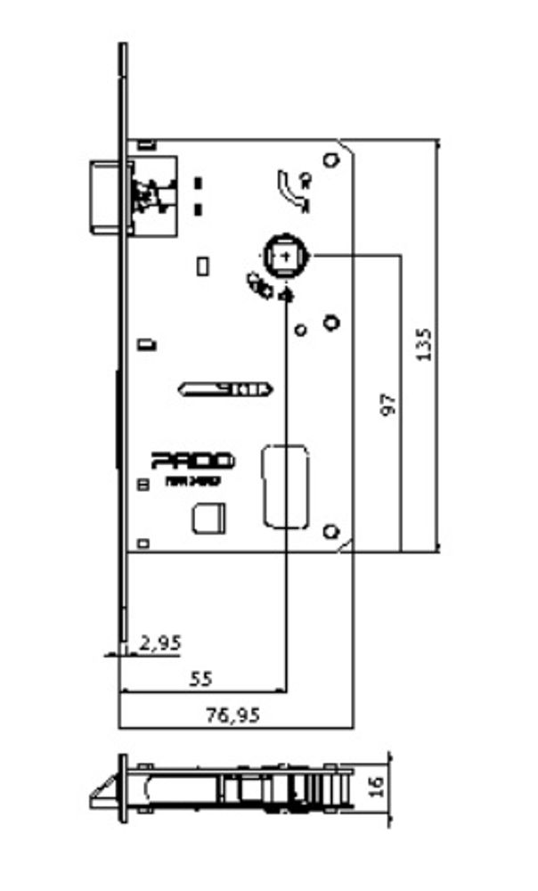 zoep-p　mサイズ Fechadura Externa Zm Modena 55mm Roseta Quadrada 529PE Cromado