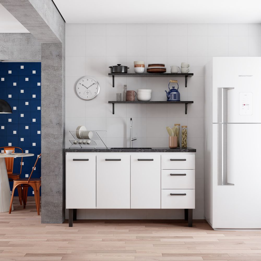 ARIA pe509ニアミント Gabinete de Cozinha Aço Atena 150 cm Branco