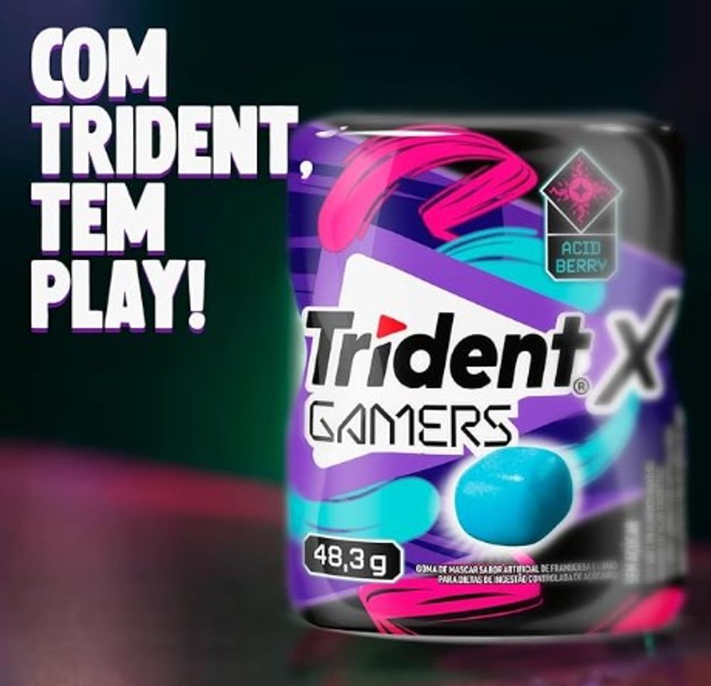 Chiclete Trident Acid Berry X-Gamers Pote 48,3g
