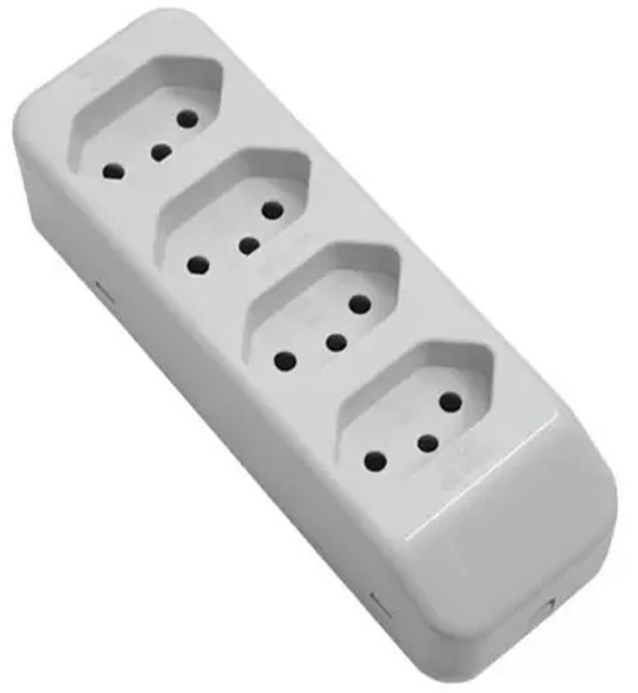 Tomada 2P + T Móvel Multipla Quadr 10A 250V Cinza