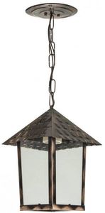 Pendente Colonial Quadrado 1Xe27 Vidro Liso Cobre