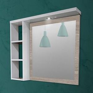 Espelheira Glass Led 65cm Branco/Maple
