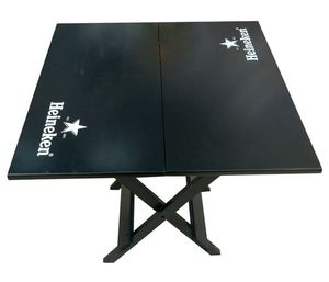 Mesa Dobrável 70x70 cm Silk Heineken/Budweiser Preta
