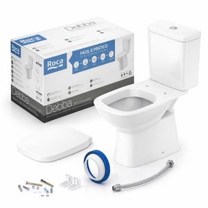 Vaso Sanitário com Caixa Acoplada Kit Instalação Debba Branco com Assento Termofixo