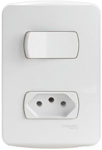 Interruptor Miluz 1 Simples 1 Tomada 2P+T 10A 250V Branco