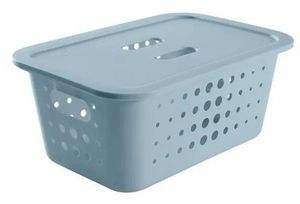 Cesta Organizadora M com Tampa Azul Glacial
