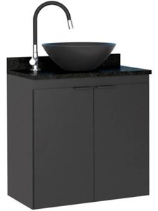 Gabinete Madeira Aster 60 Preto com Granito