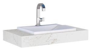 Bancada Suspensa Arati 80 Branco Polido com Louça