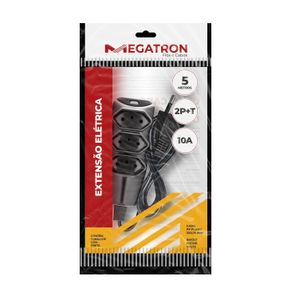 Extensão PP Plano 2P+T 10A 3x0,75mm² 5 metros Preta