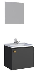 Kit Para Banheiro em Aço Amêndoa 37,8x30cm com Cuba Preto