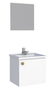 Kit Para Banheiro em Aço Amêndoa 37,8x30cm com Cuba Branco