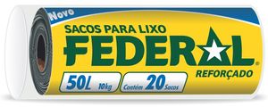 Saco para Lixo 50 Litros Preto Rolo com 20 Unidades