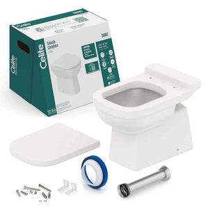Bacia Convencional e Assento Elite Beige e Kit de Instalação