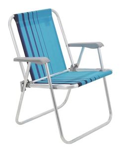 Cadeira de Praia Samoa Alta em Alumínio com Assento Azul Claro