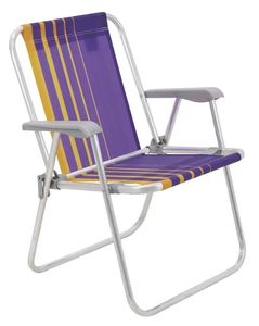 Cadeira de Praia Samoa Alta em Alumínio com Assento Roxo e Amarelo