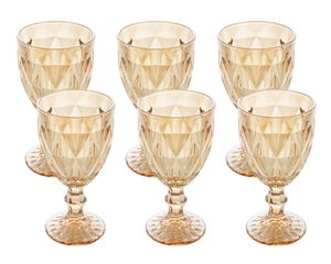 Conjunto de 6 Taças para Água 325ml Vidro Diamond Âmbar Metálico