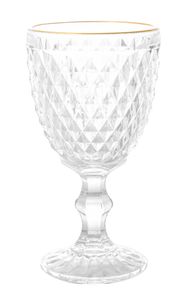 Taça de Vidro para Água 325ml Bico Abacaxi com Fio de Ouro