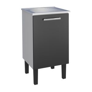 Balcão Aço Venus Porta Preta com Tanque 50cm Branco