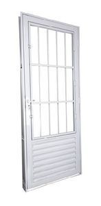Porta Standard Alumínio com Postigo Laminada 84X215cm Vidro Liso Esquerdo Porta Standard Alumínio com Postigo Laminada 84X215cm Vidro Liso Esquerdo