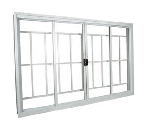 Janela Correr Standard 4 Folhas 120x100cm Grade Vidro Liso Branca