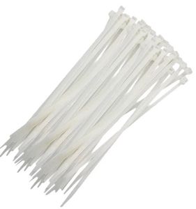 Abraçadeira de Nylon 4,8mm x 250mm Branco com 100 Unidades Abraçadeira de Nylon 4,8mm x 250mm Branco com 100 Unidades