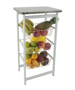 Fruteira Premium Fixa Branco Com Pedra Granito
