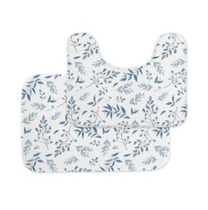 Conjunto Tapetes 2 Peças para Banheiro Folhas Azul