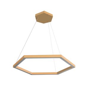 Pendente Led Perfiline Hexagonal 60x60 30W 1 Aro 3.000K Bivolt Dourado