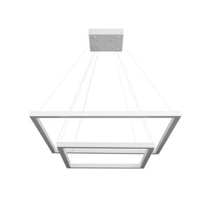 Pendente Led Perfiline Quadrado 70W 2 Aros 3.000K Bivolt Branco 60x40cm