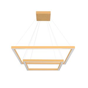 Pendente Led Perfiline Quadrado 70W 2 Aros 3.000K Bivolt Dourado 60x40cm