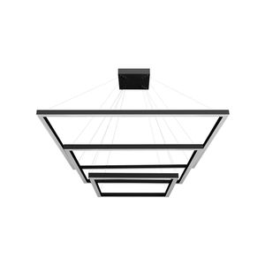 Pendente Led Perfiline Quadrado 95W 3 Aros 3.000K Bivolt Preto 60x40x30cm