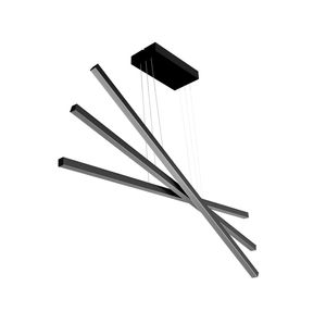 Pendente Led Perfiline Multi 91x8x55cm 60W 3 Luzes 3.000K Bivolt Preto
