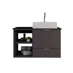 Gabinete Banheiro com Cuba Mari 65cm Grafite