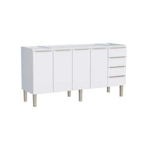 Balcão Aço para Cozinha Flora 174cm Branco