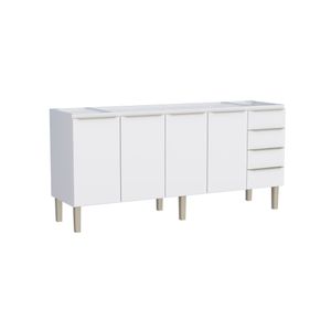 Balcão Aço para Cozinha Flora 192cm Branco