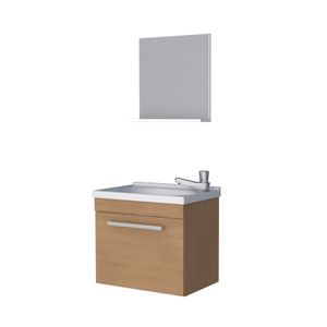 Kit para Banheiro Gabinete + Espelheira Madeira Ágata 45cm Jequitibá