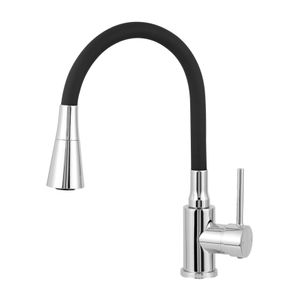 Torneira Monocomando Cozinha Mesa Flexível com Cone 2 Jatos Black/Cromado