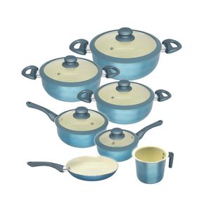 Conjunto de Panelas 7 Peças Genebra Plus Alumínio com Revestimento Cerâmico Fundo