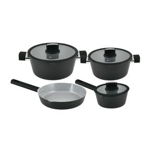 Conjunto de Panelas 04 Peças Chicago Black com Fundo Indução Revestimento Cerâmico
