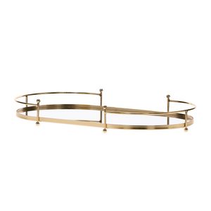 Bandeja Metal Dourado com Espelho 41x23,5cm