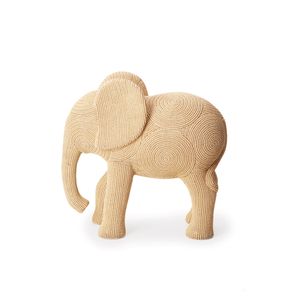 Escultura em Poliresina Elefante Bege Espiral Grande