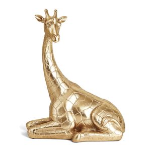 Escultura em Poliresina Girafa Dourada