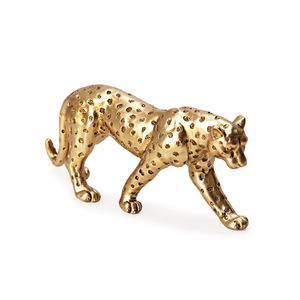 Escultura em Poliresina Leopardo Dourado