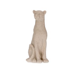 Escultura em Poliresina Leopardo Bege Sentado Grande