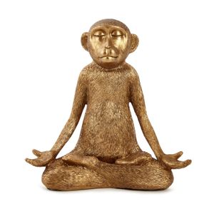 Escultura em Poliresina Macaco Yoga Postura de Lótus