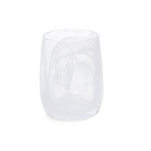 Porta Escova em Vidro Branco Marmorizado