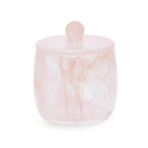 Pote em Vidro com Tampa Rosa Marmorizado