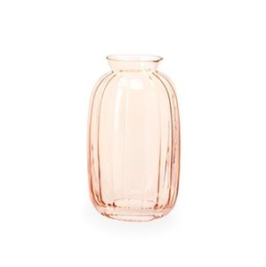 Mini Vaso em Vidro Rosa Canelado Ref 15400-1