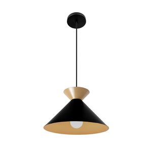 Pendente Guto 1xE27 Bivolt Alumínio 30cm Preto e Dourado